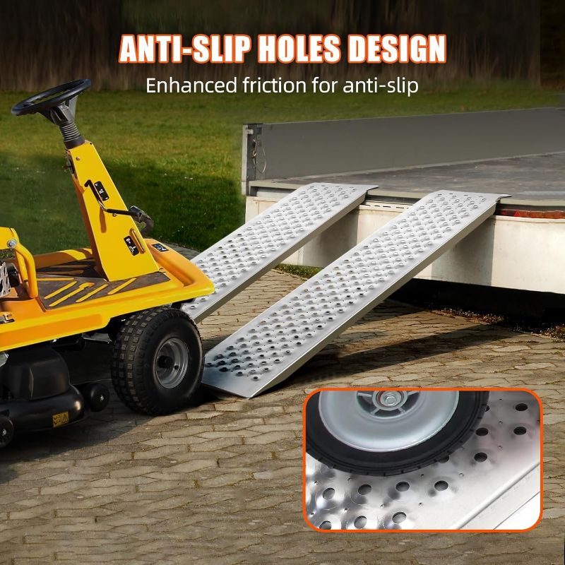 Photo 1 of Aluminum Loading Ramp - 880lb Capacity, Anti-Slip Holes, Lightweight & Durable for Sheds, Garages, ATV, Motorcycle (47.2"x8.5")