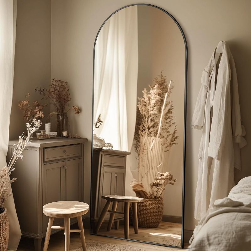 Photo 1 of 58"x18" Full Length Mirror, Arched Full Body Mirror, Standing Hanging or Leaning Floor Mirror for Bedroom and Living Room, Black
