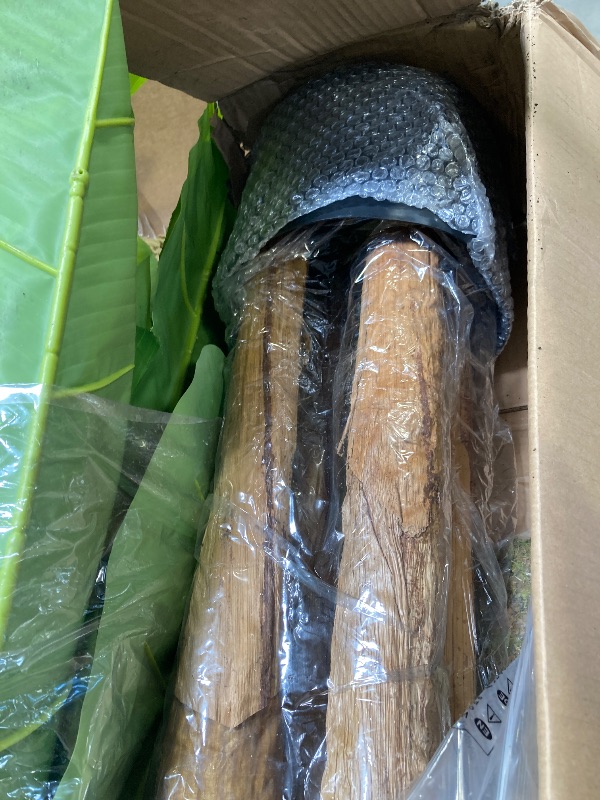 Photo 1 of 8.2FT Artificial Banana Tree Tall Fake Banana Leaf Plant Faux Banana Silk Tree Faux Banana Leaves for Home Swimming Pool Indoor Outdoor Patio Tropical Decor
