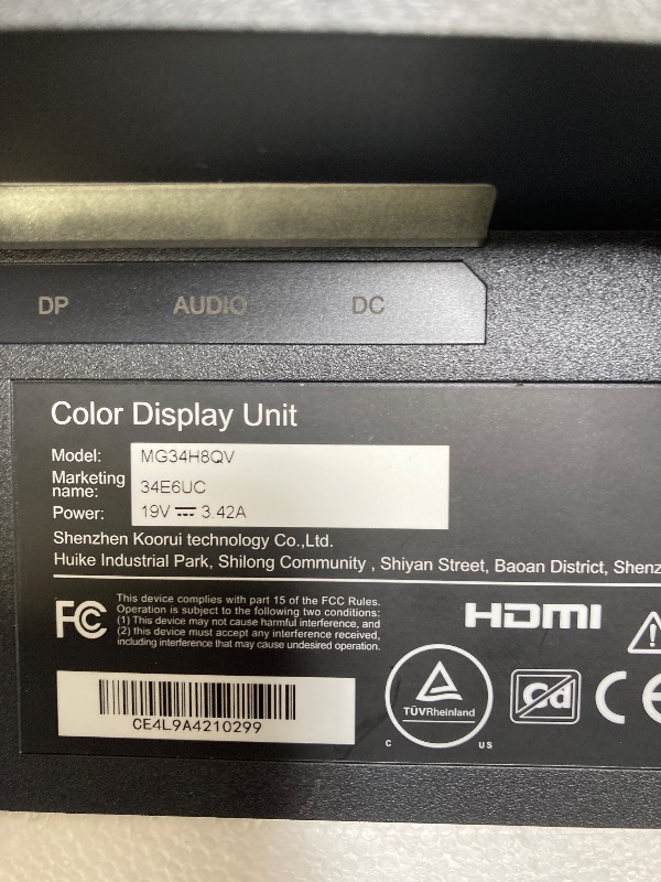 Photo 1 of KOORUI 34-inch Curved Ultrawide WQHD 3440×1440 Gaming Monitor, 165Hz 1000R- PIP/PBP, 1ms(MPRT), HDR400, DCI-P3 95%, FreeSync Premium, 1 x DP 1.4 & 2 x HDMI 2.0, Tilt Height Swivel Adjustment, 34E6UC