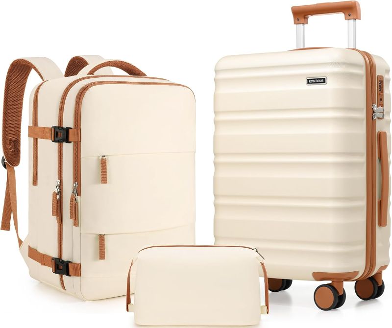Photo 1 of 3 Piece Luggage Set 20 Inch Carry On Suitcase with Spinner Wheels, PC Hard Shell TSA Lock, Expandable & Fully Lined Interior, Airline Approved
