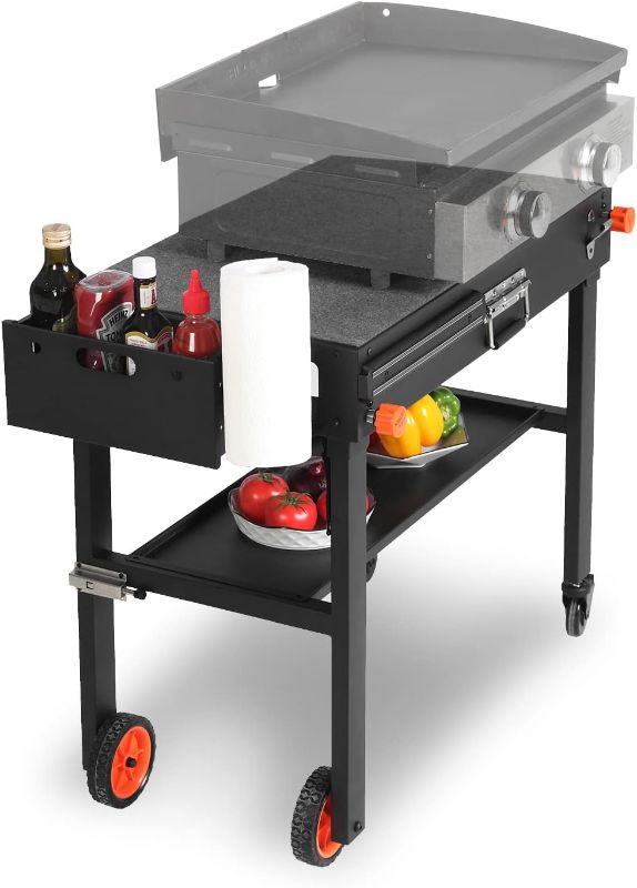 Photo 1 of Grill Table for Blackstone Griddle, Portable Griddle Table with Caddy - Fit 17” or 22” Other Tabletop Grill, Foldable Ninja Grill Stand& Blackstone Griddle Stand for Outdoor Tailgating-Camping
