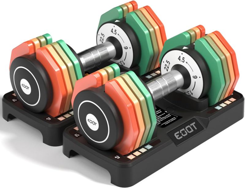 Photo 1 of Adjustable Dumbbells Set/Single, 12.5LB/22.5LB/55LB 5 in 1 Free Adjustable Dumbbell Set with Anti-Slip Handle & Rainbow-colored Weight Plates for Home Gym, Weight Set for Women Men
