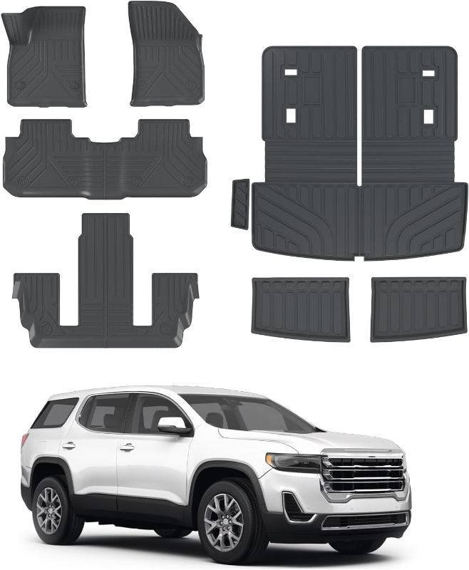 Photo 1 of Rongtaod Floor Mats Compatible with 2017-2023 GMC Acadia 6 Seater Cargo Mat Cargo Liner Trunk Liner Sub Trunk Mat Back Seat Cover Protector All Weather TPE Acadia Accessories (Set of 8)
