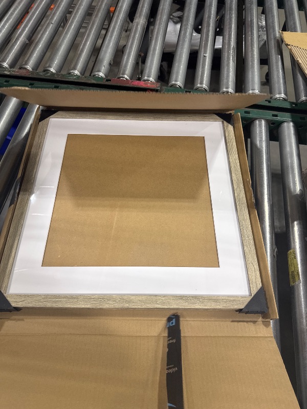 Photo 1 of 18x18 frame,Distressed Farmhouse Wood Pattern 18x18 picture frame Display 14x14 with mat,Display with Plexiglass,Horizontal and Vertical square frame18x18,Wall Mount Décor,Light Wood Grain,1Pack
