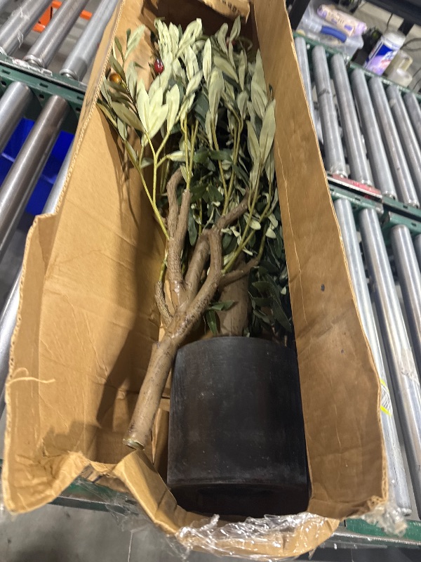 Photo 1 of Olive Tree Artificial  Faux Olive Tree Tall Fake Plant in Pot, Large Floor Plants for Indoor & Outdoor, Living Room, Office, Modern Home Decor