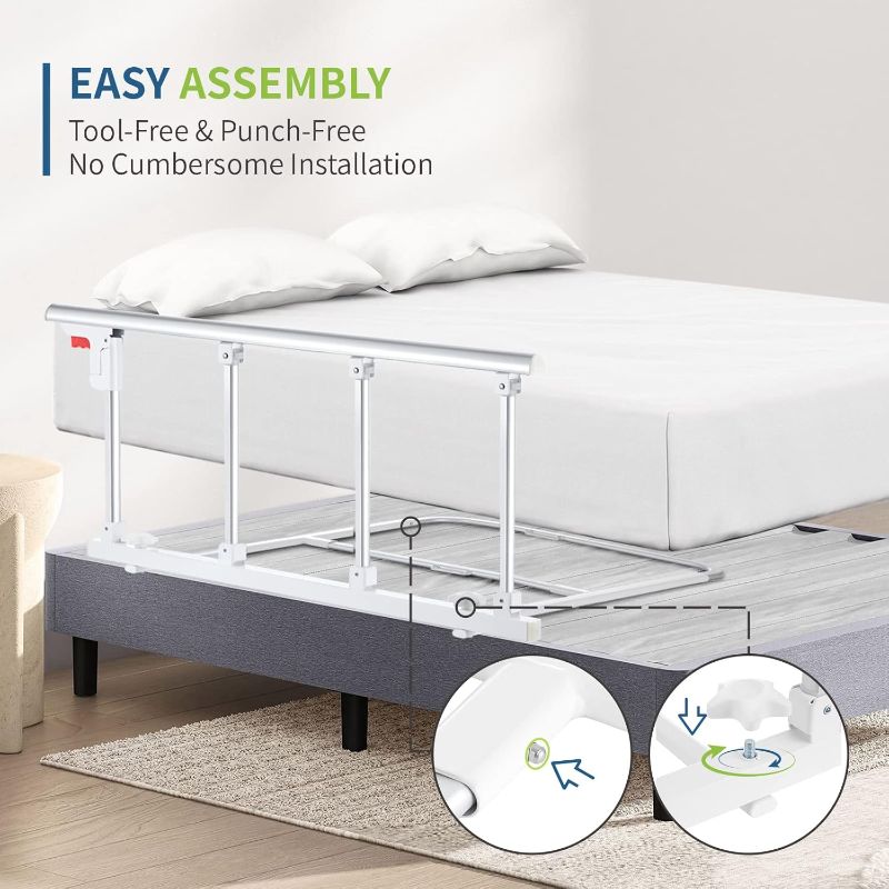 Photo 1 of Bed Rails for Elderly Adults Safety, Folding Bedside Assist Rail Handle, Fall Prevention Safety Hand Guard Grab for Seniors & Surgery Patients, Fit King, Queen, Full, Twin(Tool-Free Assembly)
