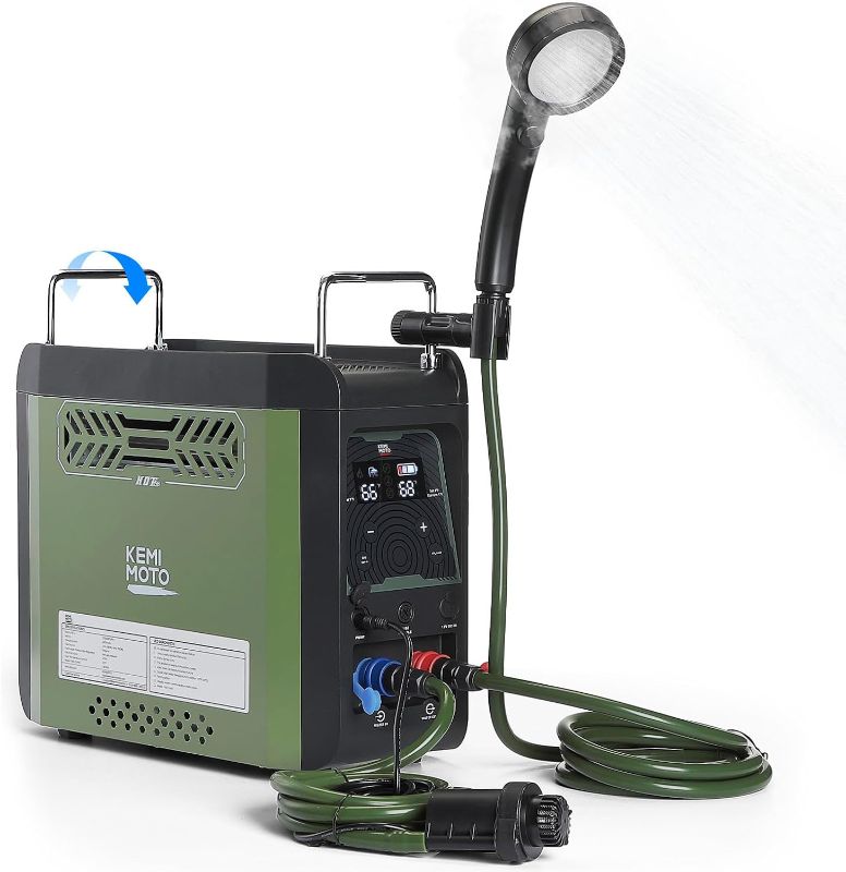 Photo 1 of KEMIMOTO Portable Water Heater Constant Temperature, Propane Water Heater with Pump, Max 100 Mins 3s Instant Hot 20,000 BTU, 4000mAh Rechargeable Battery, Suits for Outdoor Camping Hunting Cleaning
