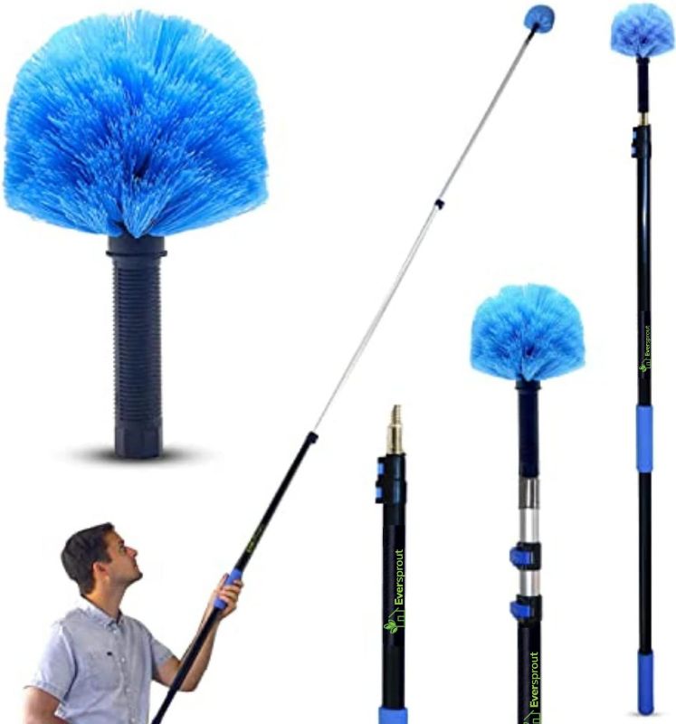 Photo 1 of EVERSPROUT 5-to-12ft Telescoping Durable Duster with Extension Pole – Lightweight 3 Stage Cobweb Duster – Extendable to 20ft Reach for Cleaning High Ceilings and Spider Webs
