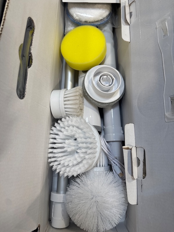 Photo 1 of Electric Spin Scrubber Cordless – High-Power Bathroom & Shower Cleaner with Long Handle, 8 Replaceable Heads, Dual Speed (350/420 RPM), 200-Minute Battery Life for Tile, Floor, and Grout Cleaning
