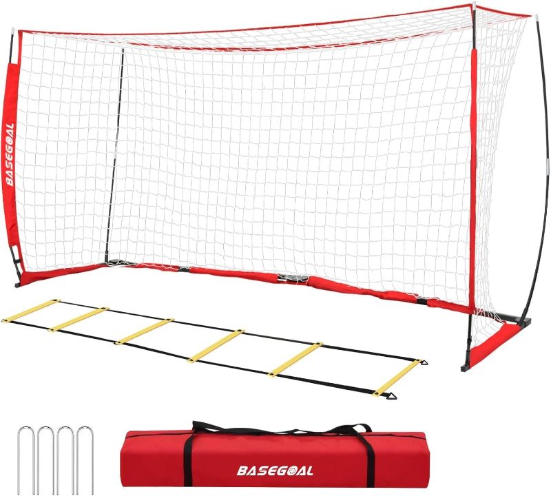 Photo 1 of Soccer Goal,Soccer Net,Soccer Goals for Backyard,with Bow Frame,Collapsible Metal Base and Agility Ladder
