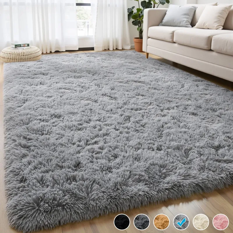 Photo 1 of Light Gray,Soft Fluffy Area Rugs for Living Room Bedroom Decor 
