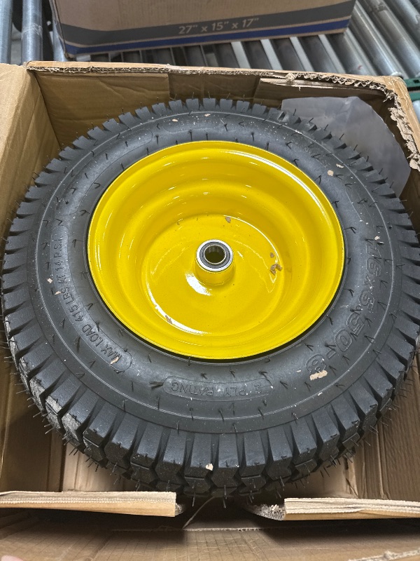 Photo 1 of 16x6.50-8 Tubeless Tire and Wheel, 16x6.5-8 Lawn Mower Tires With 3" Offset Hub and 3/4" & 5/8" Precision Bearings &1" Bushings, Replacement for Riding Mower and Garden Tractor Front Wheel
