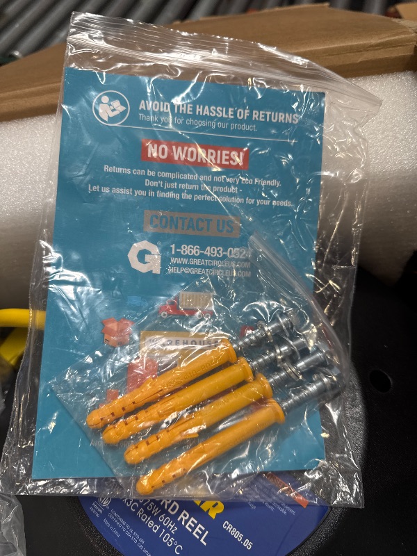 Photo 1 of Goodyear Extension Cord Reel Retractable 12AWG x 50' Feet 3C SJTOW Cable Triple Tap Connector Power Rating 125 Volt AC 13 Amp 1625 Watt Industrial Steel Single Arm

