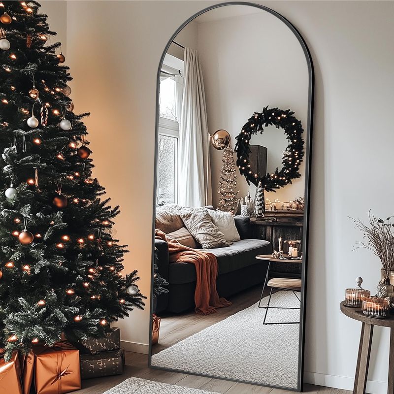 Photo 1 of Antok Arch Floor Mirror, 59"x18" Full Length Mirror - Freestanding Full Body Mirrors with Stand for Bedroom or Living Room (Onyx)
