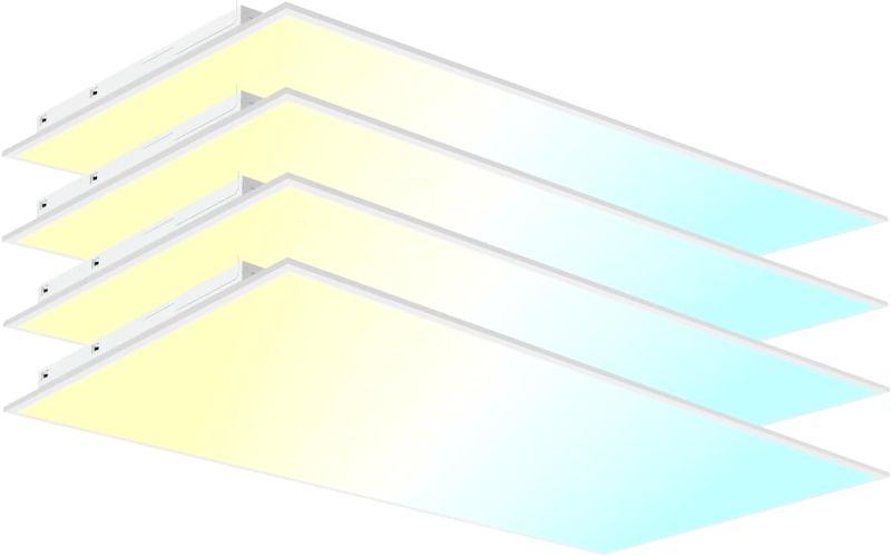 Photo 1 of 4 Pack 2x4 LED Flat Panel Light LED Drop Ceiling Light Fixture, 5 CCT 3000K-6500K Adjustable & 5 Wattage 30-72W Selectable Recessed Back-Lit Fixture for Office, ETL Listed
