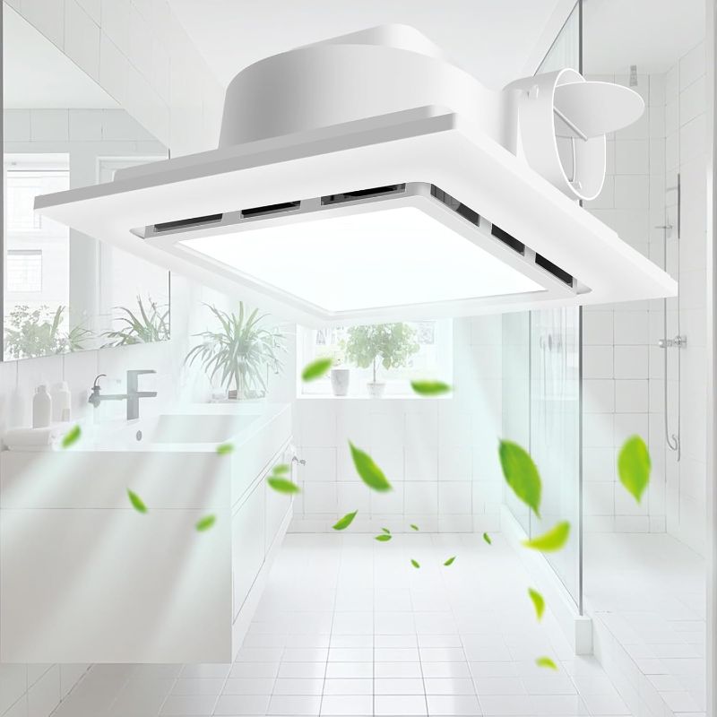 Photo 1 of 9.8" Panel Bathroom Exhaust Fan with Light, Bathroom Ventilation Fan with 12W 6500K LED Light, 120 CFM 1.0 Sones Low Noise, 4 Inch Duct Quiet Square Fan for Home Bath Restroom Hotel Office
