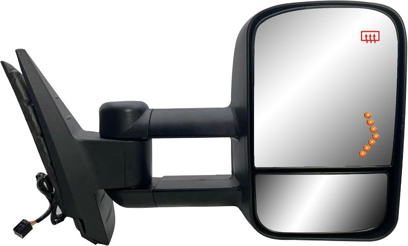Photo 1 of Passenger Right Side Door Towing Mirror Power and Heated with Signal Light on Glass Textured Back Cover For Chevy Silverado Sierra 1500 2500 3500HD from 2007 to 2013
