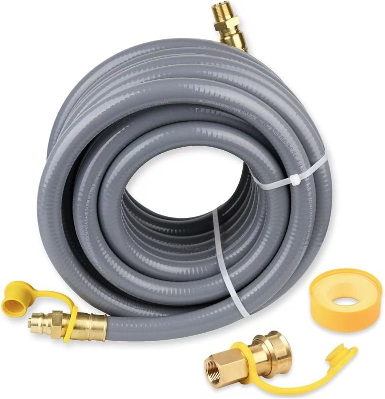 Photo 1 of Natural Gas Hose for Generator 3/4 Inch with Quick Connect Fittings, Natural Gas Line 24FT, Pipe for NG Generators, Grill, Patio Heaters, Indoor Outdoor Use
