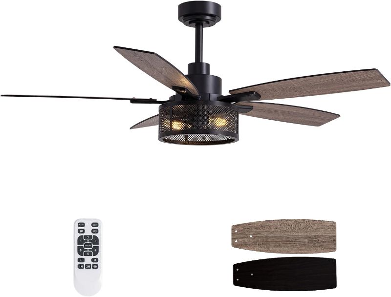 Photo 1 of Ceiling Fans with Lights and Remote Control, Ceiling Fan for Bedroom Living Room (52 Inch Black-1)

