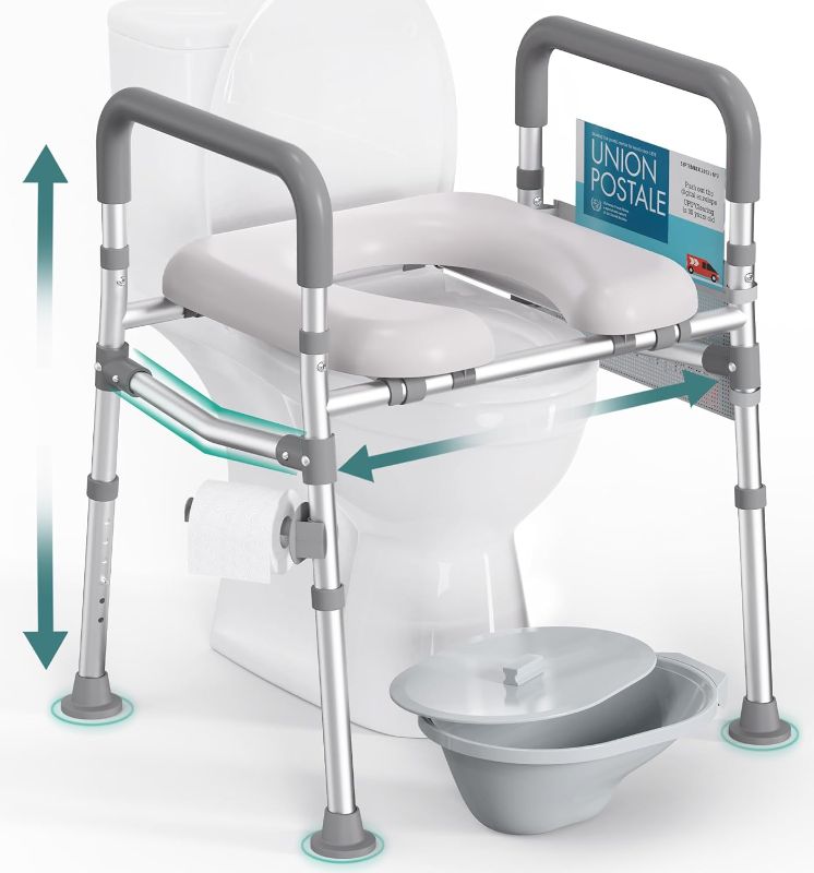 Photo 1 of Raised Toilet Seat with Handles, 500lb Toilet Seat Riser for Seniors with Bedpan, Adjustable Height & Width, Handicap Elevated Toilet Seat for Elderly, Bedside, Fit Any Toilet

