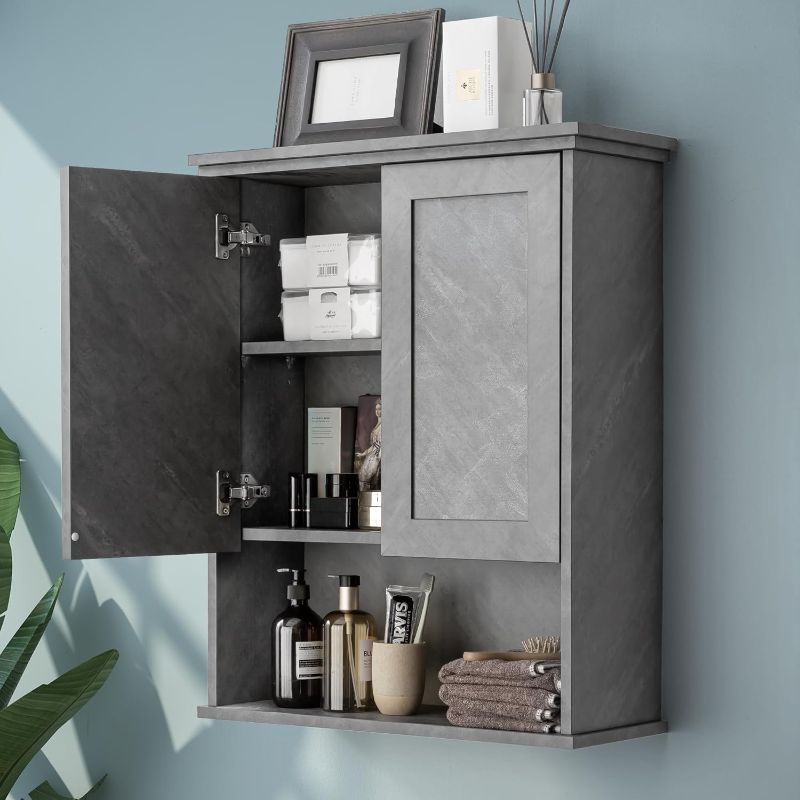 Photo 1 of Bathroom Wall Cabinet Storage Cabinets 25x30 in Wood Texture Grey
