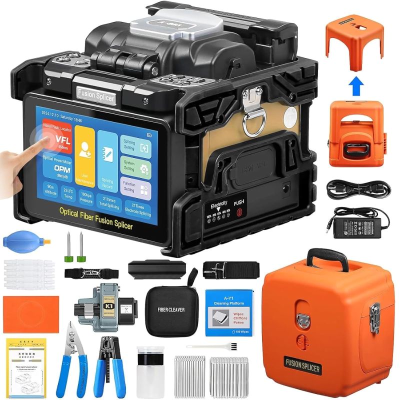 Photo 1 of SEE NOTES// Fiber Fusion splicer A-88S 6 Motor 8s Fusion splicer 18s Heating 5-inch Touch Screen Full Automatic Intelligent Fiber Fusion splicer core Alignment Fusion splicer Automatic Focusing Built-in OPM+VFL
