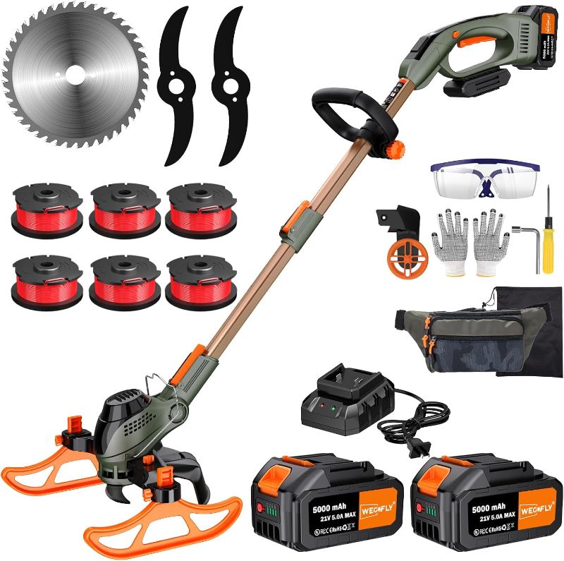 Photo 1 of 13-Inch String Trimmer Cordless,(2 x 21V 5.0Ah Batteries & Charger), Trimmer/Edger/Lawn Mower/Brush Cutter 4-in-1, Electric Weed Wacker with Auto Rope Spool Feed, 3 Cutting Methods

