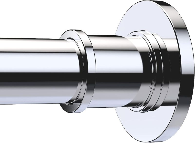 Photo 1 of BRIOFOX Industrial Shower Curtain Rod - Never Rust Non-Slip 43-72 Inch 304 Stainless Steel, Chrome

