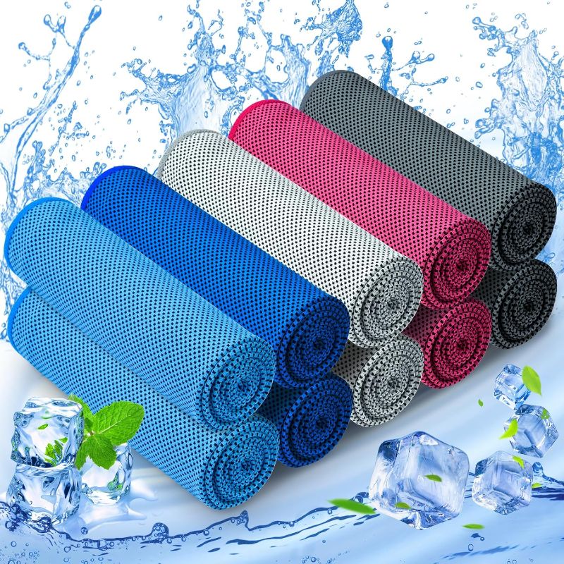 Photo 1 of MENOLY 10 Pack Cooling Towels, Sweat Towels Cooling Towels for Neck and Face, Microfiber Towel Soft Breathable Towel for Gym, Yoga, Camping, Running, Fitness, Workout & More Activities(32"x12")
