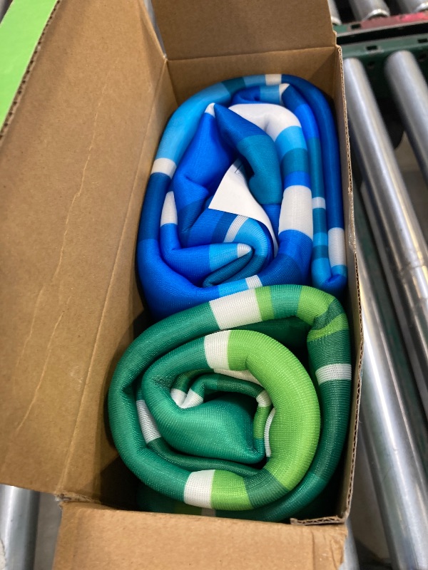 Photo 1 of SLOOSH Inflatable Pool Floats Chairs Adults, 2 Packs Floating Noodle Chair with Stripes Design Soft Fabric Covered with Sling for Swimming Pool Water Party Summer Lake,Dark Blue Green