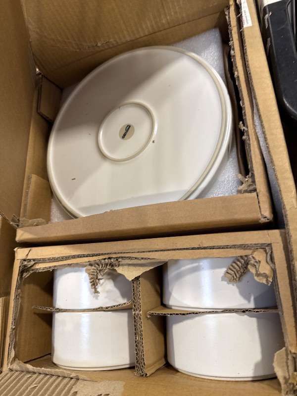 Photo 1 of GBHOME Ceramic Dinnerware Sets for 4, Stoneware Plates and Bowls Sets, Chip and Scratch Resistant Dishes, Dishwasher & Microwave& Oven Safe Dishes sets, Reactive Glaze-White