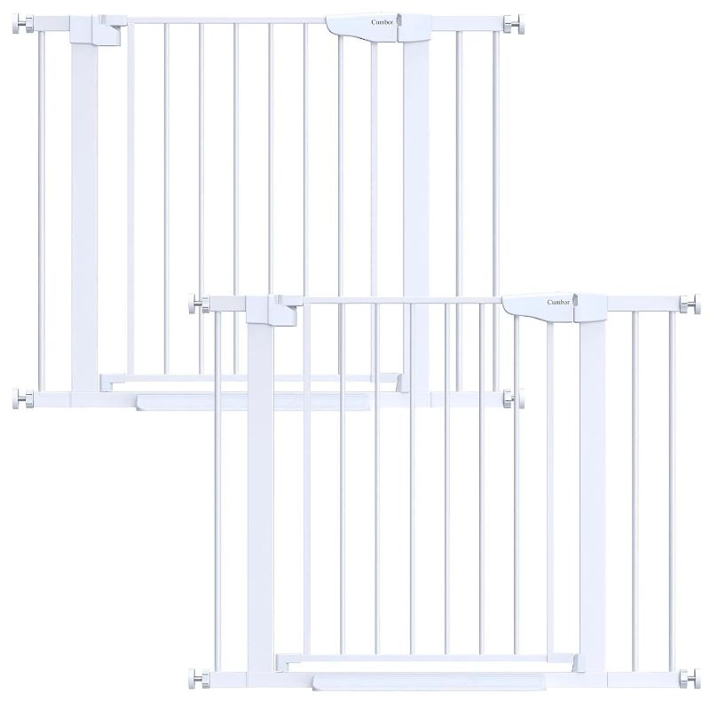 Photo 1 of Cumbor 2 Pack 29.7-40.6"(Extensions Included) Baby Gate for Stairs, Mom's Choice Awards Winner-Auto Close Dog Gate for doorways, Pressure Mounted Pet Gate Indoor, Wide Safety Child Gate for Dog,White
