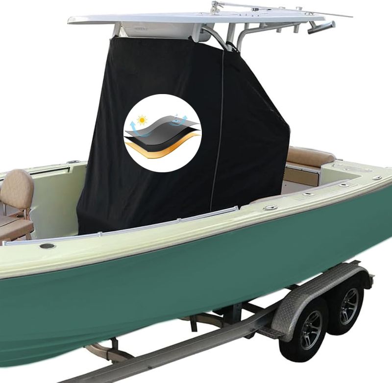 Photo 1 of Universal T-Top Center Console Cover for Boat, Protecting Boat Center Console and Helm Seat, Heavy Duty T Top Boat Cover, Large Size up to 94" L 58" W 82" H
