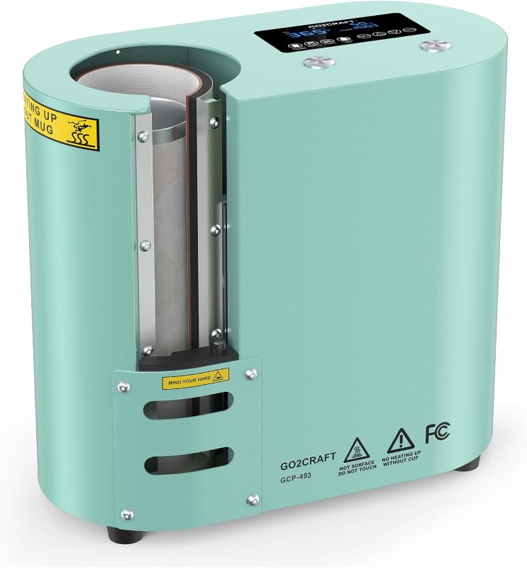 Photo 1 of GO2CRAFT Auto Full Print Tumbler Heat Press Machine, Automatic Rotation Advanced Cup Heat Press with Fast & Even Heating, 4 Memory Modes for 11-30oz Sublimation Tumblers, Mug, Glasses(Turquoise)
