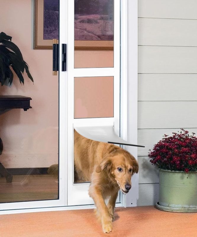 Photo 1 of Dog Door for Sliding Glass Door - Large Doggy Door for Sliding Door Dog Door Insert - 78 3/8 Inch to 82 1/2 Inch Height Adjustable Pet Door with Lock - Openning Size: 11" W x 15.7" H
