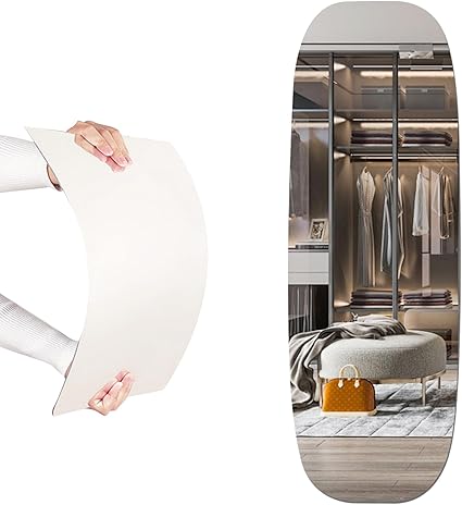 Photo 1 of iCAGY Acrylic Full Body Mirror - Self-Adhesive Shatterproof Wall Mirror, Ultra-Thin 0.06” Lightweight for Home Gym, Bedroom, Closet Door - Frameless Easy Install (1, Oval, 20" W x 57" L)