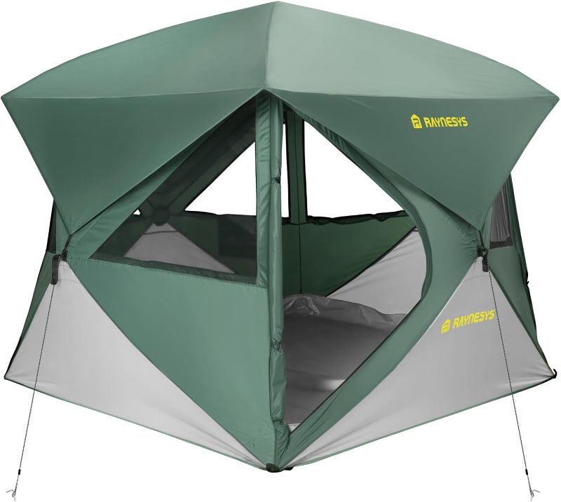 Photo 1 of Camping Tent,4 Person Tent for Camping,Setup in 60 Seconds, 4 Person Pop up Tents, Hub Tents, Water-Resistant, Windproof, UV Resistant, Instant Cabin with Removable Floor,Portable
