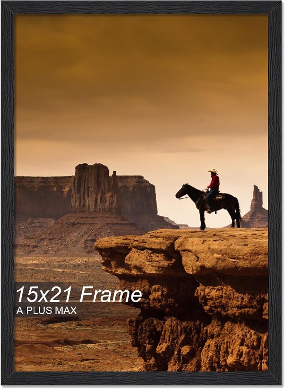 Photo 1 of A PLUS MAX 15x21 Picture Frame, Black Engineered Wood Frame for 15 x 21 Inch Picture Poster Photo, Light Weight 15 by 21 Frame with Wood-grain for Wall - 1 Pack/Black/15 x21
