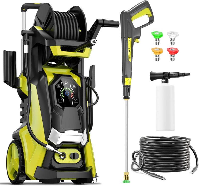 Photo 1 of Pressure Washer Power Washer with Touch Screen, 4 Quick Connect Nozzles and Foam Cannon for Cars/Fences/Driveways/Patios/Home Cleaning
