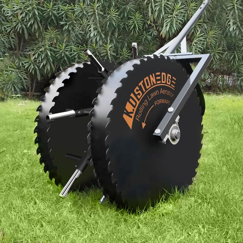 Photo 1 of Patented Rolling Lawn Coring Aerator Yard Grass Pulling Plugs Manual Aeration Tool Push Roller Rotary Compacted Garden Soil Loosening