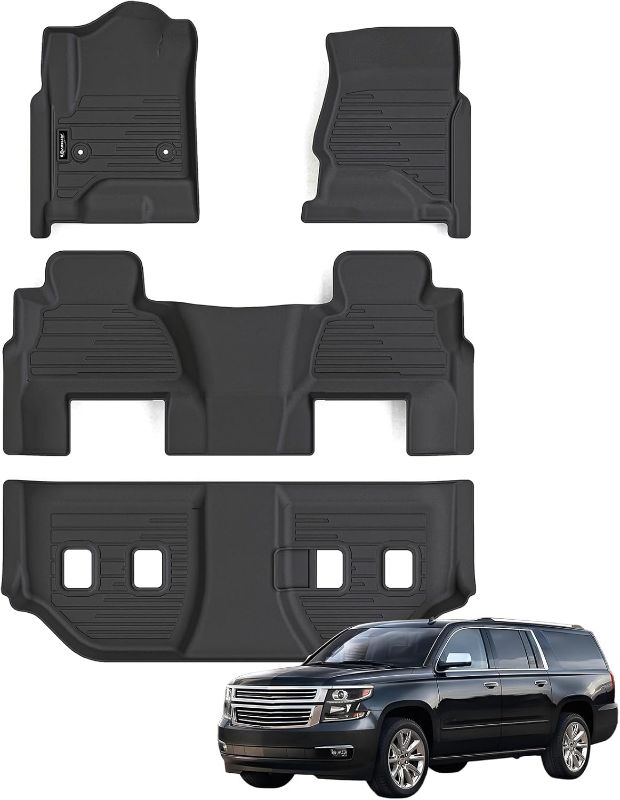 Photo 1 of Floor Mats for 2015-2020 Chevy Suburban Only 7 Seats (2nd Row Bucket Seats) & GMC Yukon XL(Only Yukon XL Not Fit Yukon), TPE All Weather Protection Car Floor Liners Accessories