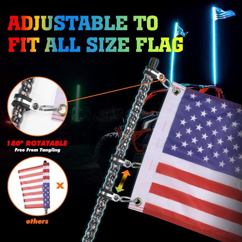 Photo 1 of 4ft Spiral LED Whip Lights for UTV, LED Whips for SXS ATV Boat Offroad