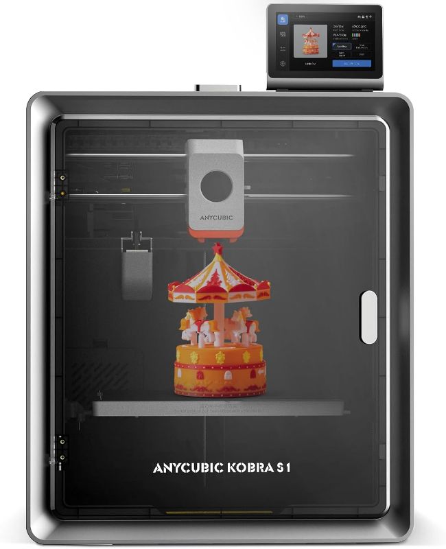 Photo 1 of Anycubic Kobra S1 3D Printer Only, 600mm/s High Speed Printing and Full Auto Leveling, Free-Clogging Extruder with 320? Hotend, Mental CoreXY Strucuture Built-in Camera, 44dB Low Noise 250*250*250mm