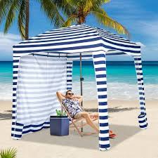 Photo 1 of Costway 6 x 6FT Foldable Beach Cabana Tent with Carrying Bag Detachable Sidewall