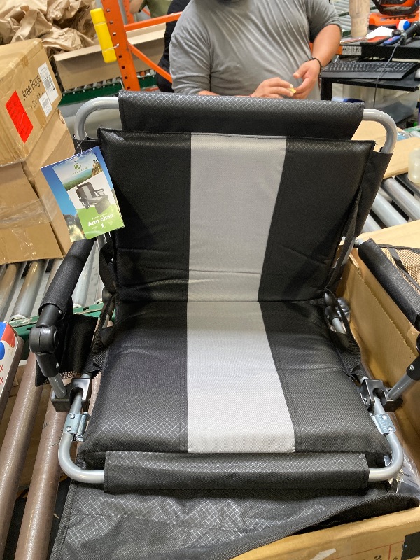 Photo 1 of Alpha Camper Set of 2 Folding Portable Stadium Seat Chair for Bleachers with Arm Rest, Black Grey