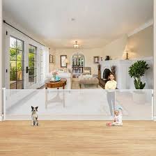 Photo 1 of Reinforced 42" Extra Tall Retractable Baby Gates for Doorway, 200" Retractable Dog Gate With Support Rod, 16ft Extra Long Baby Gate for Large Opening, Bottom Anti-Crawl Indoor/Outdoor Mesh Child Gates