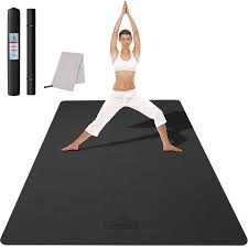 Photo 1 of CAMBIVO Large Yoga Mat (6'x 4'), Extra Wide Workout Mat for Men and Women, 1/3 &1/4 Thick Exercise Fitness TPE Mat for Home Gym, Yoga, Pilates, Workout (Black),6mm