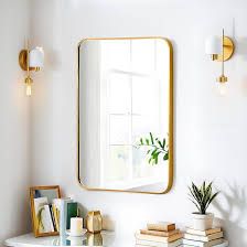 Photo 1 of 30x20 Rectangle Mirror Wall Mounted Aluminum Alloy Metal Frame HD Glass Dressing Make-up for Bathroom Entryway Bedroom Living Room