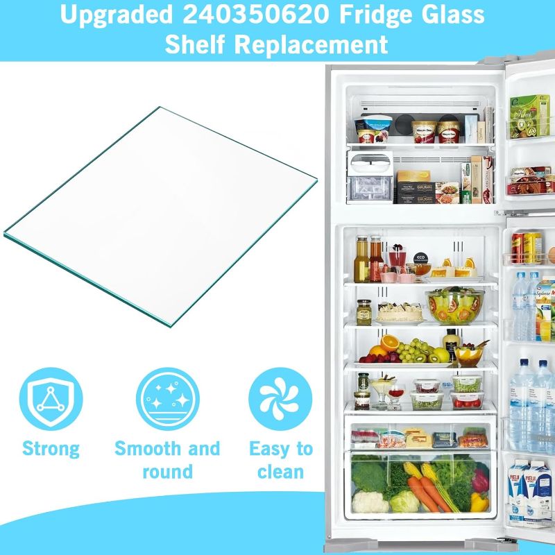 Photo 1 of UPGRADED 240350620 Glass Shelf 23.78 * 16.34 In Compatible with frigidaire, kelvinator, kenmore, crosley, white-westinghouse Refrigerator,Replaces AP2115933, 240350656, 240443904, 241711227